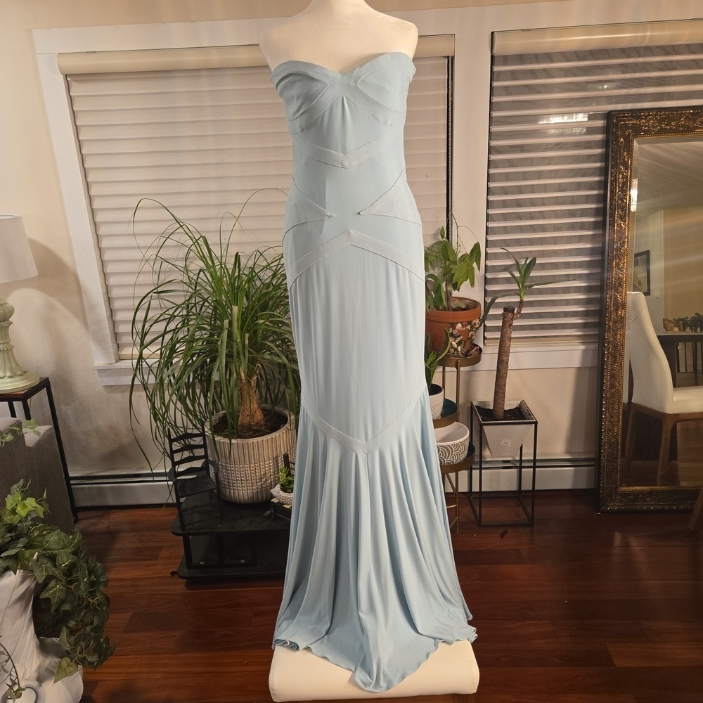 Jovani Designer Mermaid Strapless Open Back Stretch Formal Gown Green 6